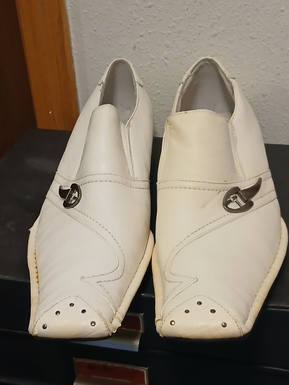 Delli Aldo White Leather Slip-On Dress Shoes Men’s Size 9.5 Square Toe